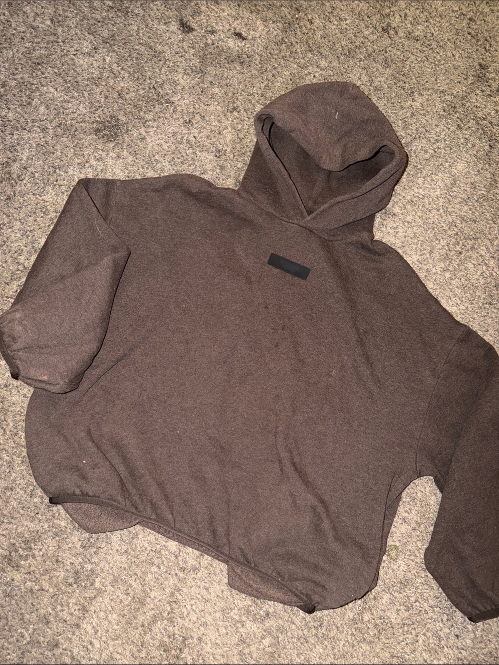 Essentials Fear of God Brown Hooded Pullover Sweatshirt cropped